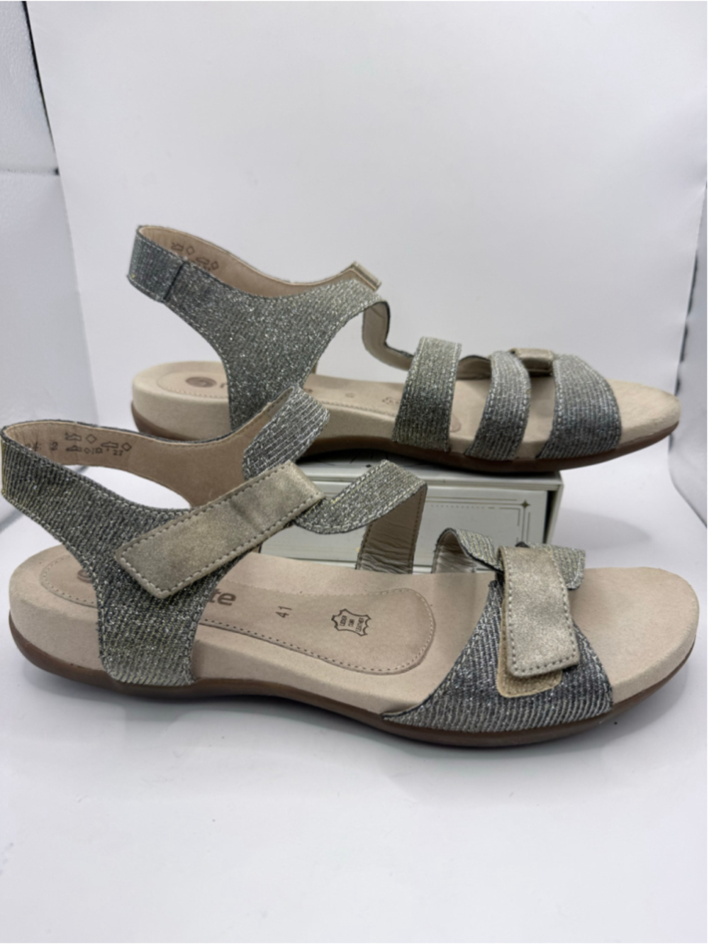 Women's Remonte Gold Silver Glitter Sandals Size 10